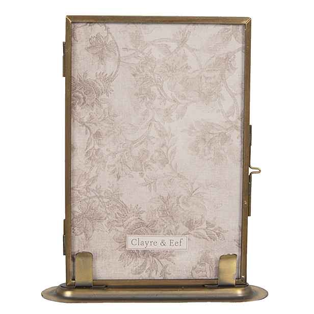 Stojací bronzový fotorámeček ve vintage stylu - 13*3*16 cm / 10*15 cm Clayre & Eef