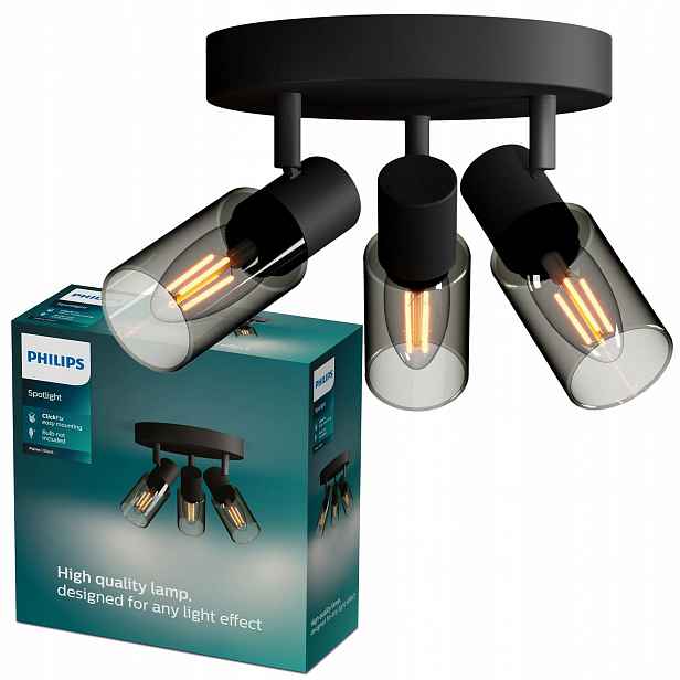 Stropní Svítidlo Reflektor Svítidlo 3x E14 Černá Palms Philips