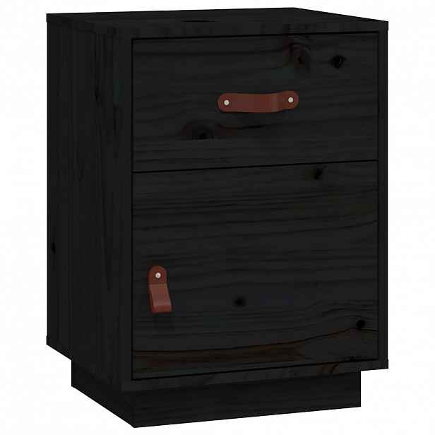 vidaXL Noční stolek černý 40 x 34 x 55 cm masivní borové dřevo