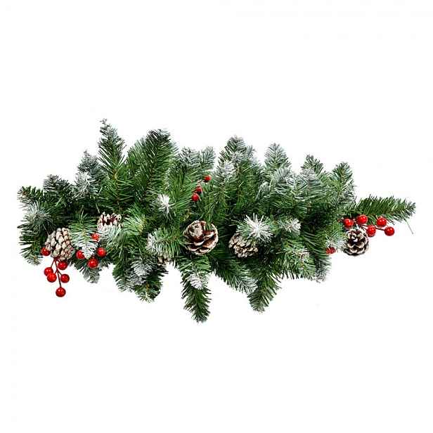 Zasněžená jehličnatá větev se šiškami a bobulemi - 35*10*65 cm Clayre & Eef
