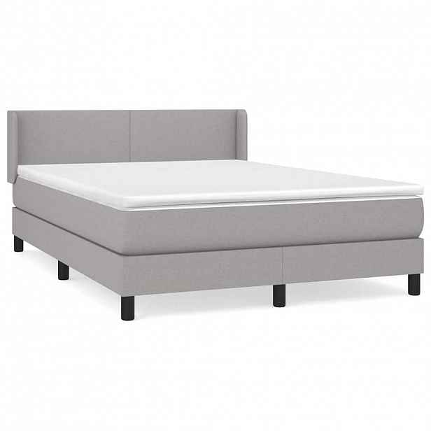 vidaXL Box spring postel s matrací světle šedá 140 x 200 cm textil