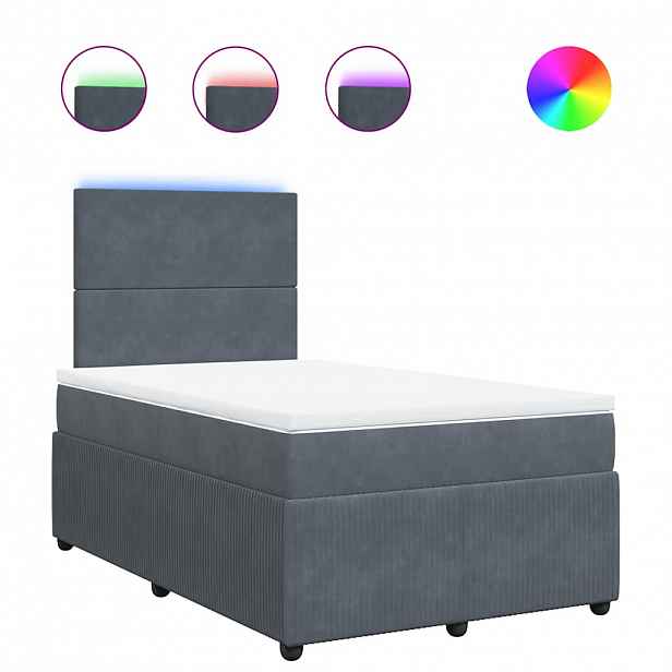vidaXL Box spring postel s matrací tmavě šedá 120 x 200 cm samet