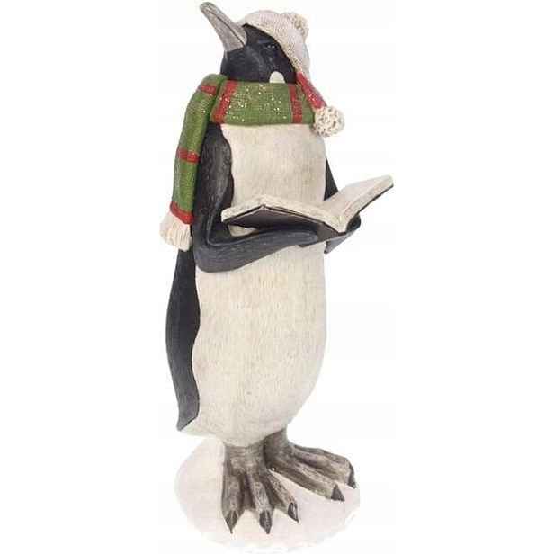 Trends & Trade Vánoční dekorace tučňák s knihou, 26 cm