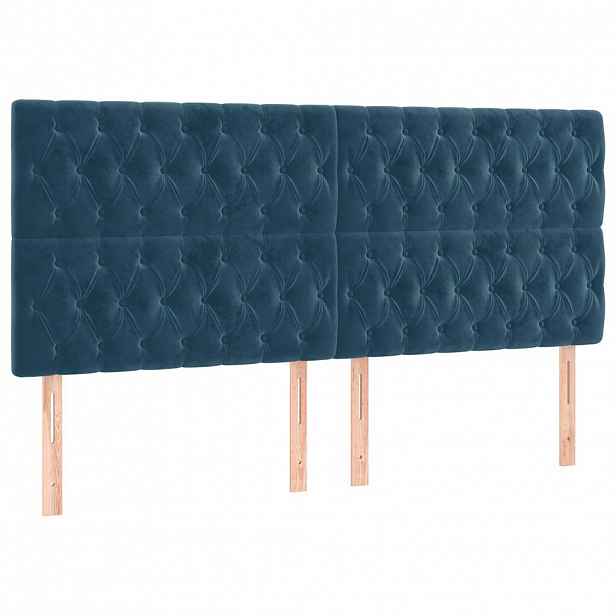 vidaXL Čelo postele tmavě modré 200x7x118/128 cm sametové