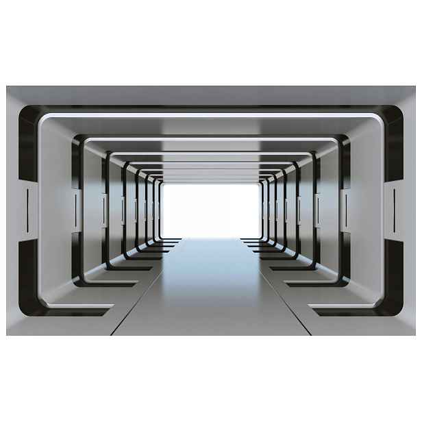 Vliesová fototapeta Tunel kovu perspektiva šedý efekt 208x146 lepidlo