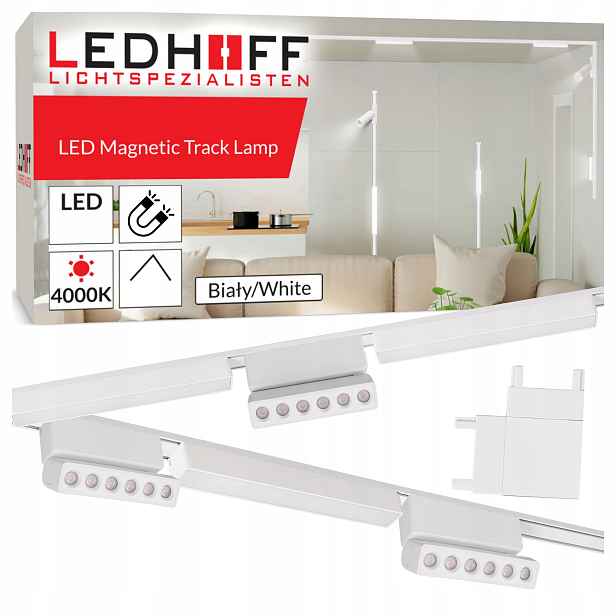 Magnetické Led kolejnicové osvětlení bílé 2x Kolejnice 1 m 6x reflektorová lampa