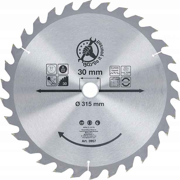 Bgs 3957, Pilový kotouč ze slinutého karbidu Ø 315 x 30 x 3,0 mm 30 zubů