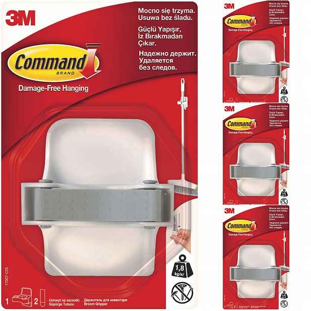 Command držák na kartáč mopu bez vrtání do 1,3 kg, sada 4 ks