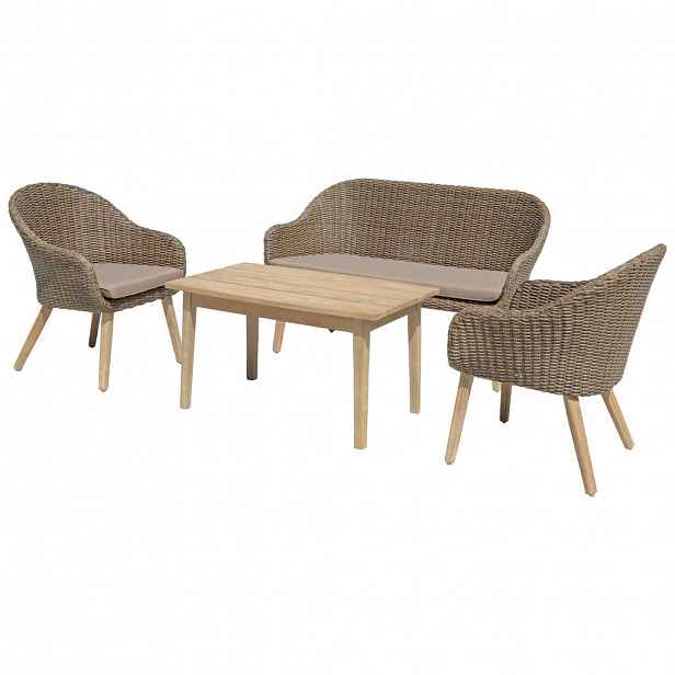 Gardenson TERASOVÁ SEDACÍ SOUPRAVA 4dílné, dřevo, kov, plast, textil