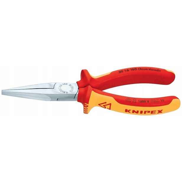 Ploché kleště prodloužené, tvar 1 Vde 160 mm Knipex