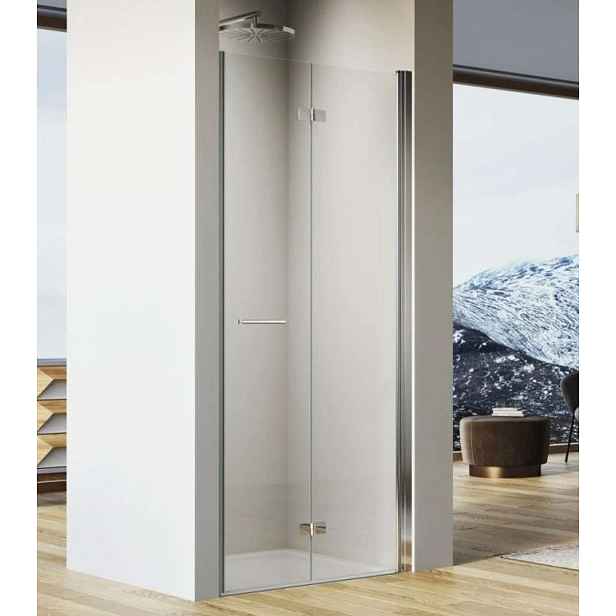 RONAL - Sprchové dveře skládací 90 cm, pravé, aluchrom/čiré sklo SOLF1D0905007