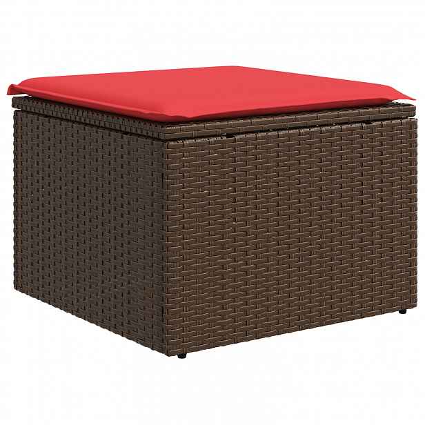 vidaXL Zahradní stolička s polštářem hnědá 55 x 55 x 37 cm polyratan
