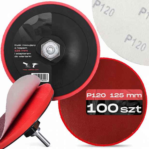 100x Brusný Papír Rzep 125 mm P120 Držák Leštícího Disku Pad M14 7D