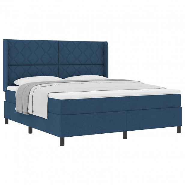 vidaXL Postel s boxspringem s polštářem Modrá 200 x 180 cm textil