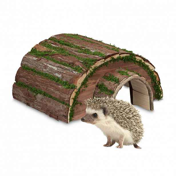 Relaxdays DOMEK Přírodní pro ježka dřevo mech