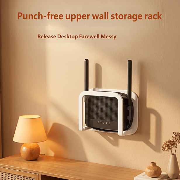 TEMU Organizér na router, napájecí lištu, úložný box, úložný box na router, úložné regály