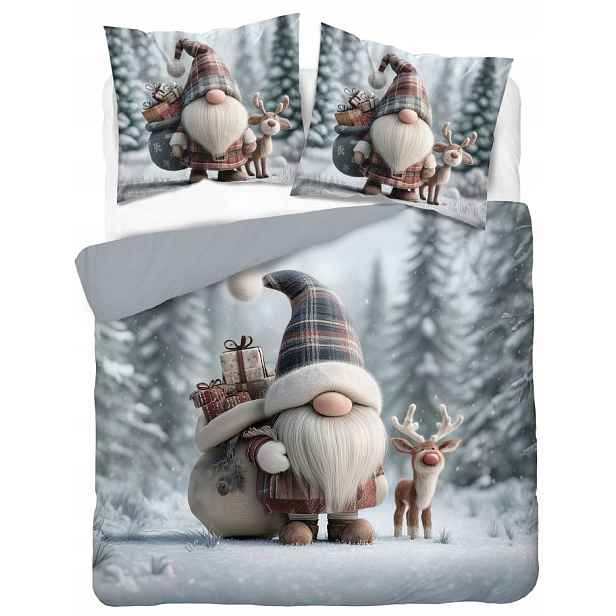 Povlečení Bavlna 160X200 Skřítek Santa Claus Sob Dárky