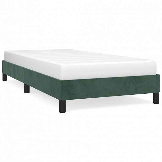 vidaXL Rám postele bez matrace tmavě zelená 90 x 200 cm samet