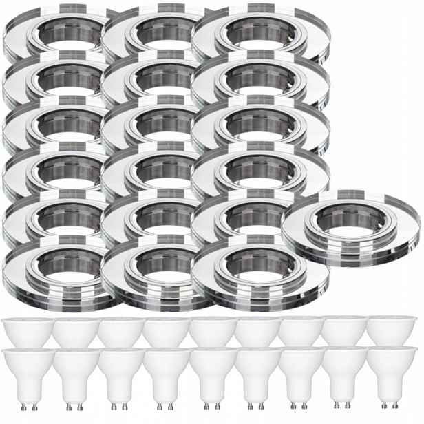 19x Skleněná Stropní Lampa Zapuštěná Do Stropu Křišťál 7W Led Žárovky