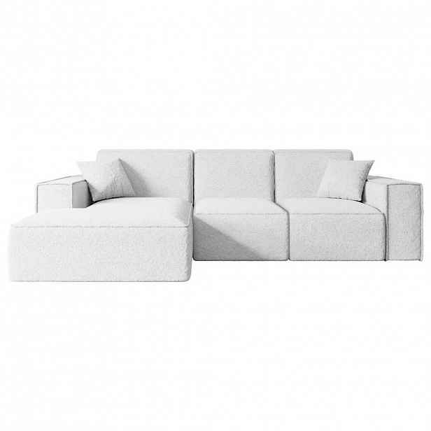 ALTDECOR ROHOVÁ SEDACÍ SOUPRAVA s otomanem vlevo SERRA-L – 266 x 169 x 80 cm, bílá buklé