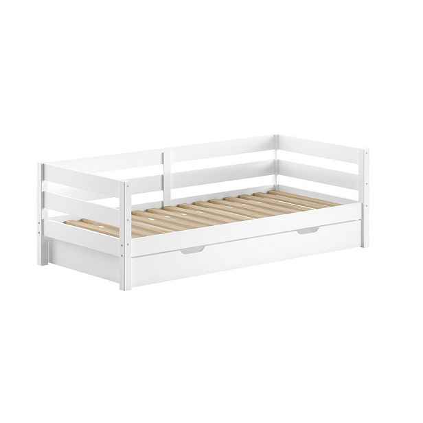 Bílá dětská postel z borovicového dřeva s výsuvným lůžkem s roštem 90x200 cm Margrit – Vipack