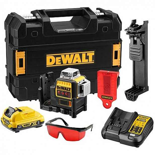 DeWALT - 10,8V AKU křížový laser, dosah 50 m, s příslušenstvím, 1x aku 2,0 Ah XR, nabíječka DCE089D1R