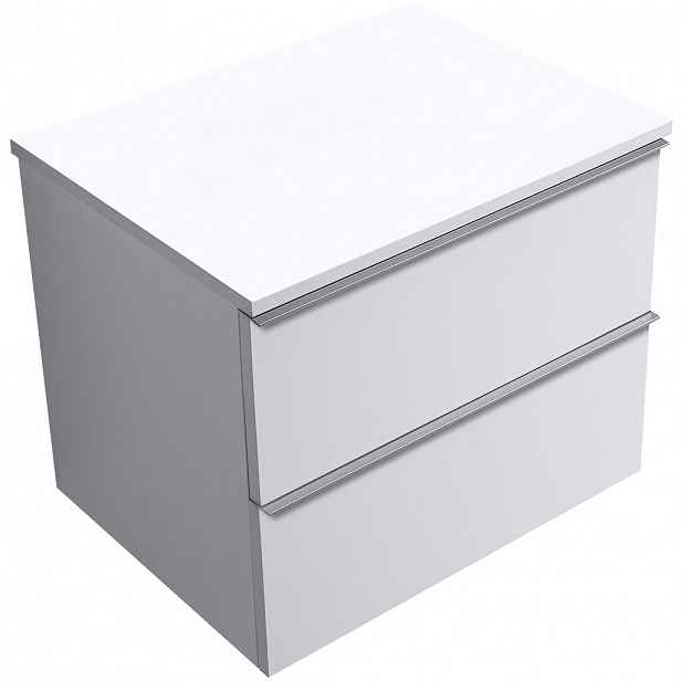 Koupelnová skříňka Velora - bílá matná, úchytka chrom + deska z lit. mramoru Elanys - 12 mm - bílá matná - 70x54,2x46,5 cm