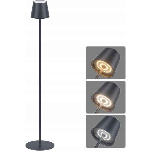 Led podlahová lampa s baterií, stmívatelná lampa, bezdrátová antracit