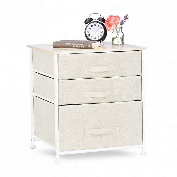 Relaxdays REGÁL Béžová Bílá 3 zásuvky 53 cm