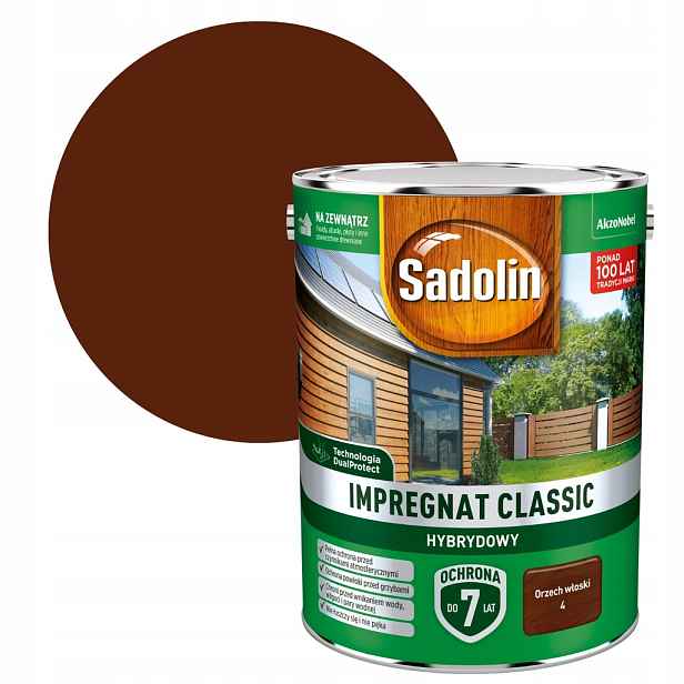 Sadolin Klasický Hybridní Impregnát Na Dřevo 4,5 L, Ořech