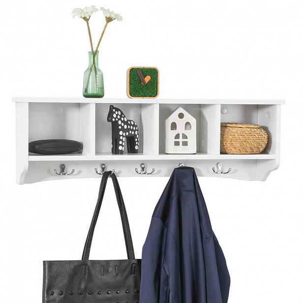 SoBuy NÁSTĚNNÝ VĚŠÁK s 1 policí Bílá 72x16x23cm Moderní
