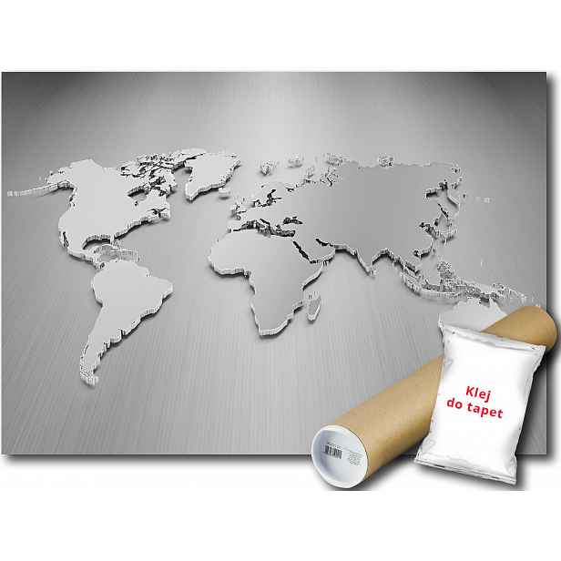 Vliesová fototapeta Mapa světa kovová 3D 254x184