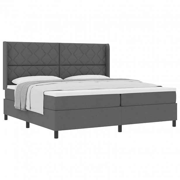 vidaXL Postel s boxspringem s polštářem Tmavě šedá 200 x 200 cm textil