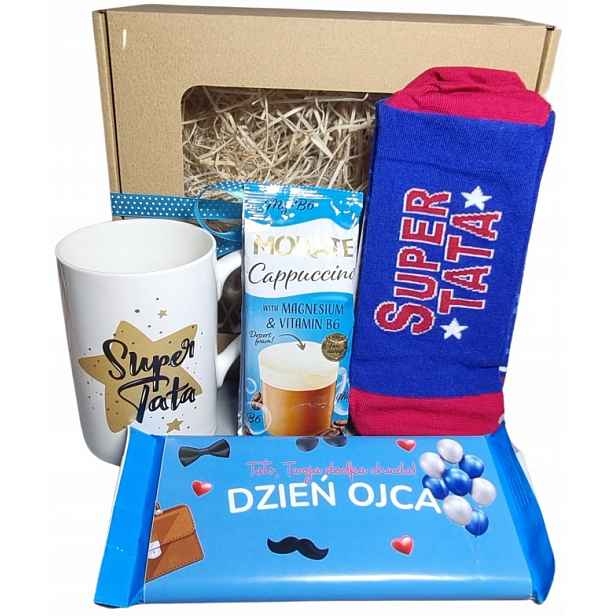 Dárek ke Dni otců ponožky táta hrnek cappuccino čokoláda Box