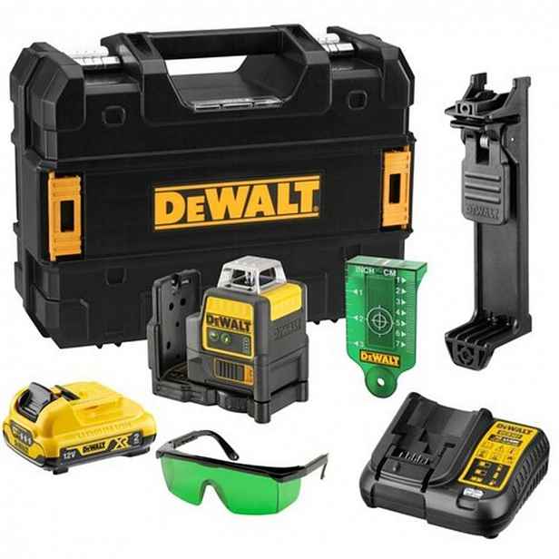 DeWALT - 10,8V AKU křížový laser, dosah 50 m, s příslušenstvím, 1x aku 2,0 Ah XR, nabíječka DCE0811D1G