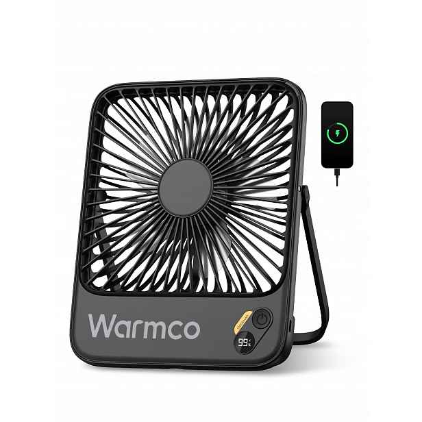 Stolní Usb ventilátor Warmco přenosný skládací tichý 10000mAh