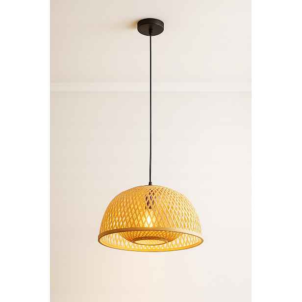 Závěsná ratanová lampa Bambus Boho Dřevo Loft