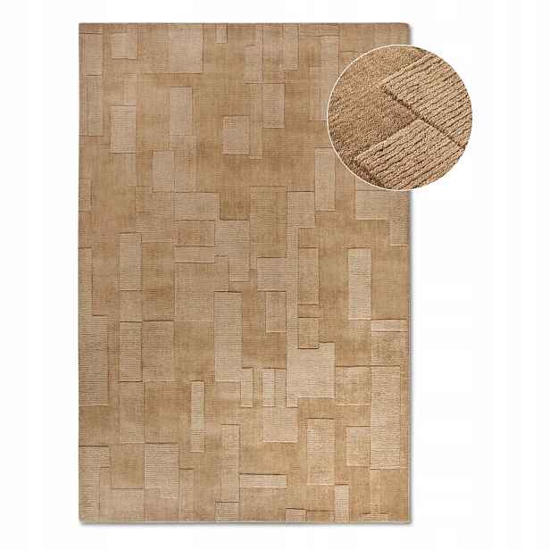 Koberec do obývacího pokoje 80x150 cm, hnědý, moderní 3D vzor