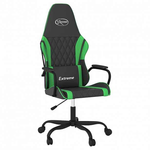 vidaXL Herní židle černá a zelená umělá kůže