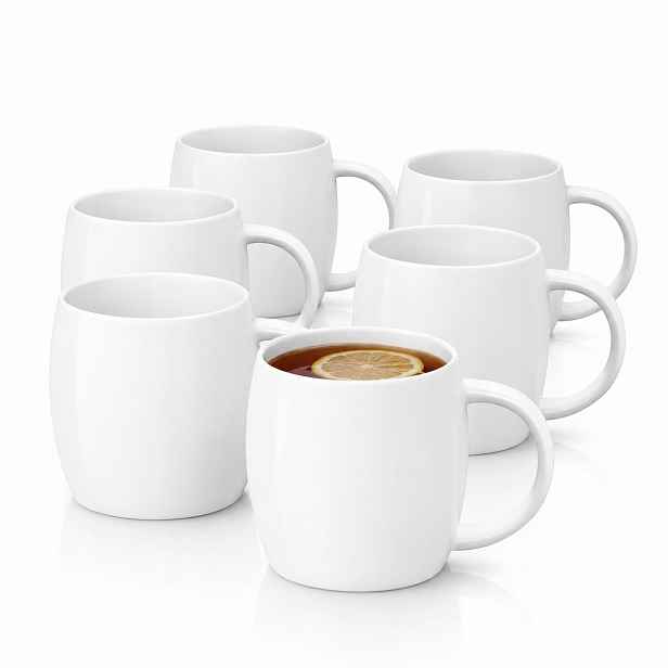 6 x Velké šálky na kávu Latte Čaje 400 ml Wilmax Bílé porcelánové barely