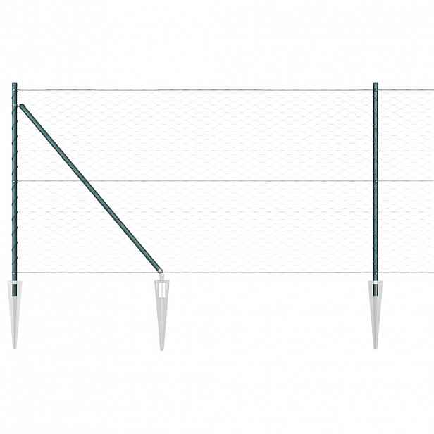 vidaXL Hexagonální plot s podpěrou 100 x 1 m Ocel potažená PVC Zelená