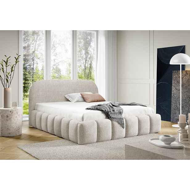 Designová manželská postel 180x200 BERLA - ecru
