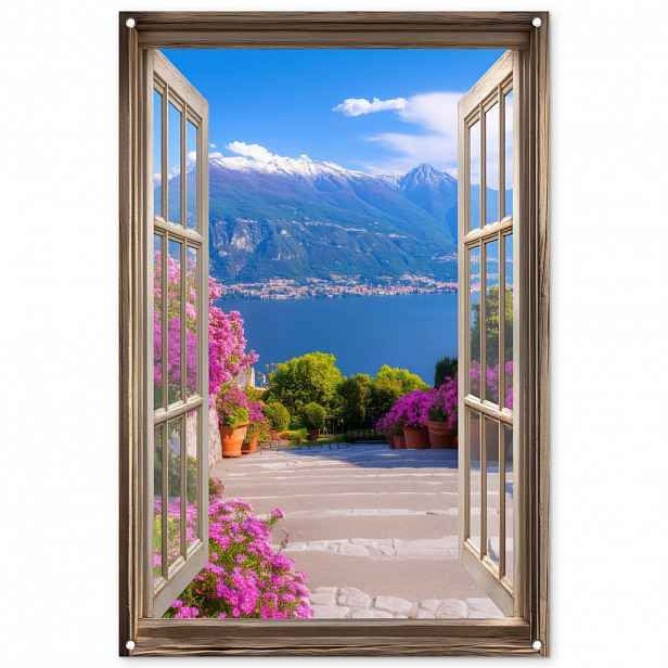 OnlyWow ZAHRADNÍ PLAKÁT Průhled - Hory - Krajina - Výhledy - Jezero 80x120 cm