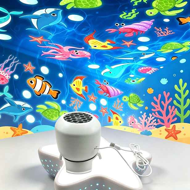 TEMU 1ks Dynamické noční světlo s projekcí oceánu, LED dekorativní projektor osvětlení, 360° otočná stolní lampa, víceúhlové projekční světlo,