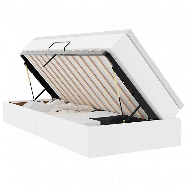 vidaXL Postel s úložným prostorem a matrací s matrací Bílá 90 x 190 cm