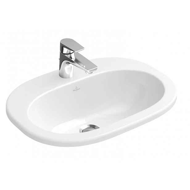 Villeroy & Boch O.novo - Umyvadlo zápustné 56x41 cm, s přepadem, otvor pro baterii, CeramicPlus, alpská bílá 416156R1