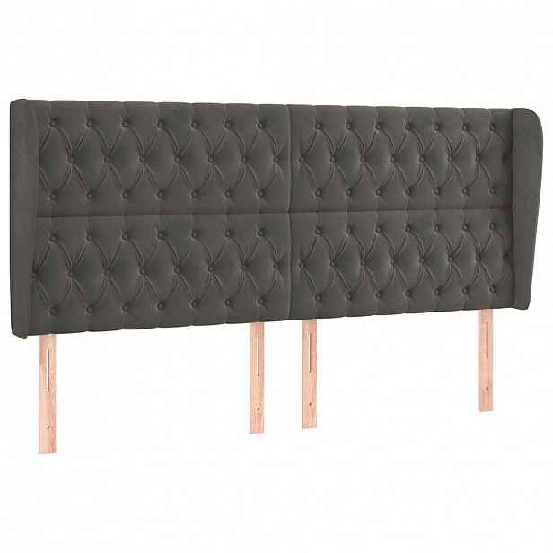 vidaXL Čelo postele typu ušák tmavě šedé 203x23x118/128 cm samet