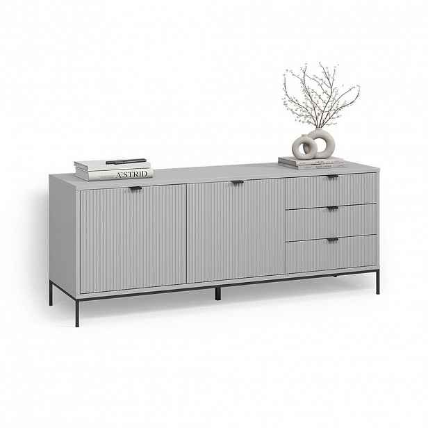 Livinity® NÍZKÝ NÁBYTEK POD TELEVIZI Aterno Šedá 150 x 60 cm se 3 zásuvkami, 2 dvířky