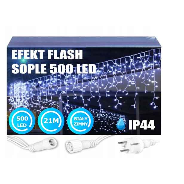 Rampouchy Flash 500 Led Venkovní Bílé Studené Vánoční lampičky s bleskem