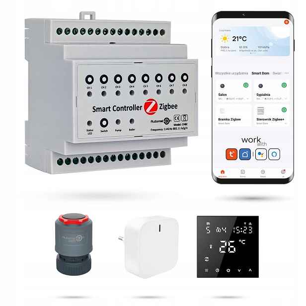 Sada pro podlahovku Zigbee Tuya CH8Z 6 místností s termostaty PRO2 Bk